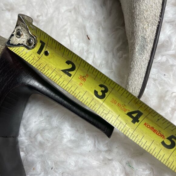 Leather Calf hair beige&gold snake skin pointed toe knee high heels boot… - Picture 9 of 14